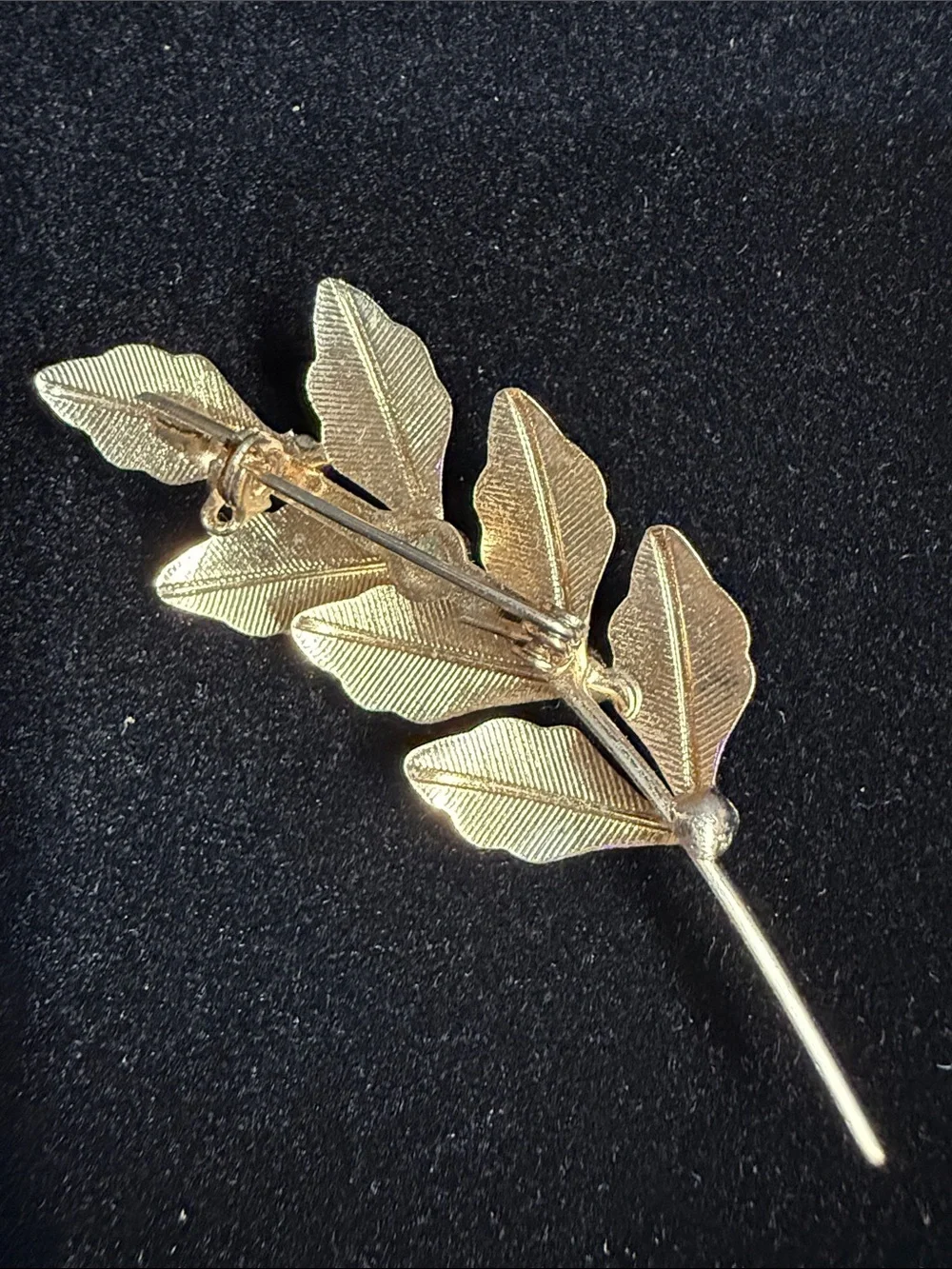 Pink Purple Leaf Brooch with Crystal Accents - Picture 2 of 3